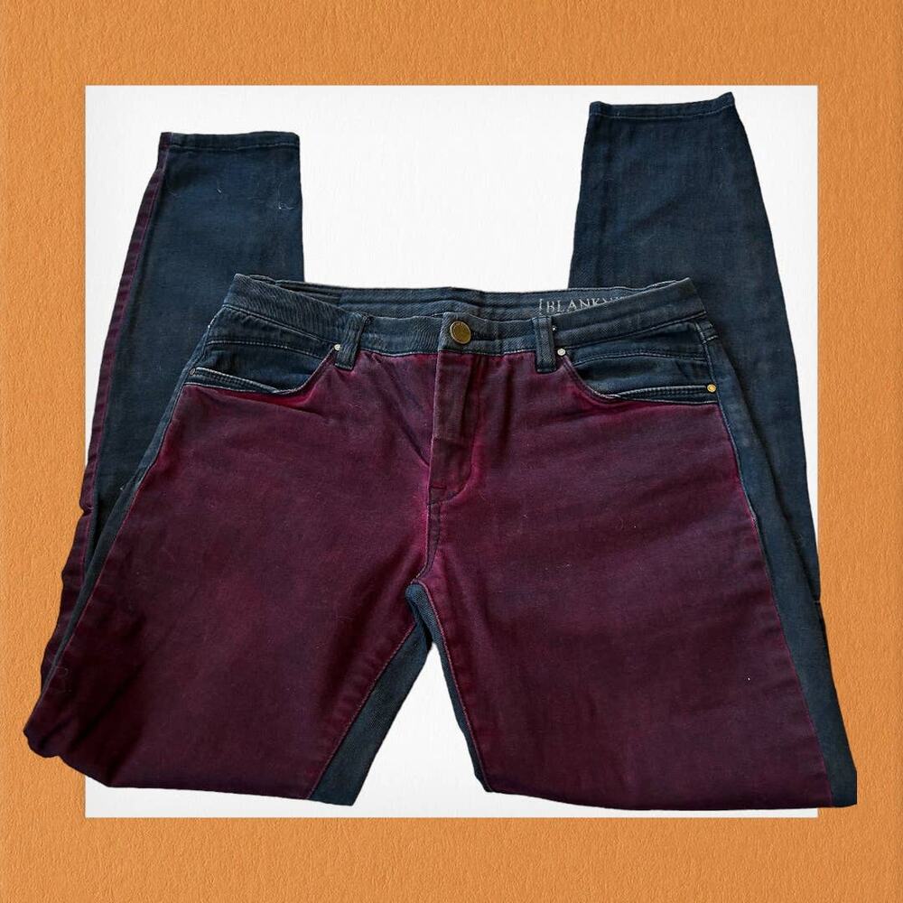 EUC Blank NYC 2000's Colorblock Stretch Skinny Jegging Jeans Red Black Women's 4